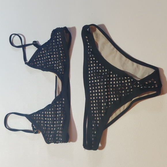 Source Unknown Other - black bikini set size medium square patterned